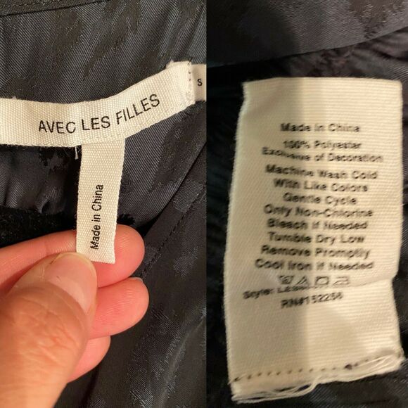 AVEC LES FILLES Romper Animal Print Black Teal Cold Shoulder Ruffle LS Small EUC - Picture 7 of 9